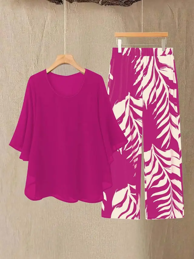 Women's Chiffon Fashionable Elegant Loose Suit Rose Red - Shop at LoveMi