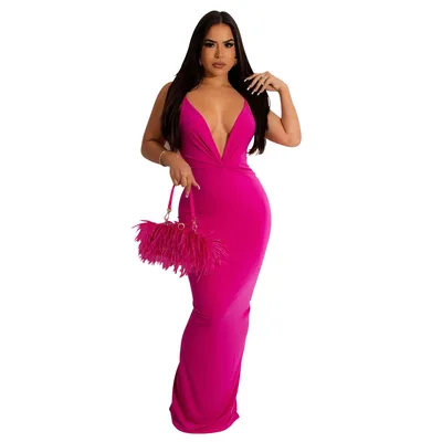 Women's Wear Solid Color Sleeveless Dress Rose Red - Shop at LoveMi