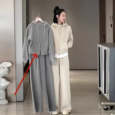 Fashion Casual Exercise Suit Women's Thickened Sweater Two piece Set Gray - Shop at LoveMi