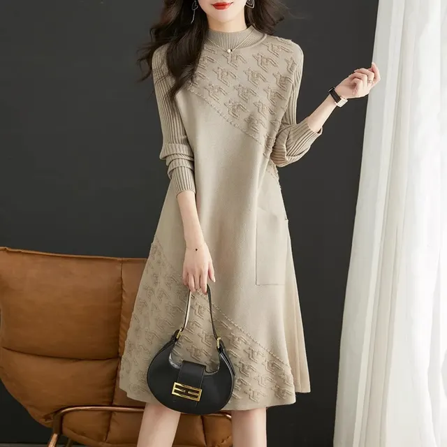 Knitted Dress Women's Bottoming Shirt Inner Wear Woolen Skirt Camel - Shop at LoveMi