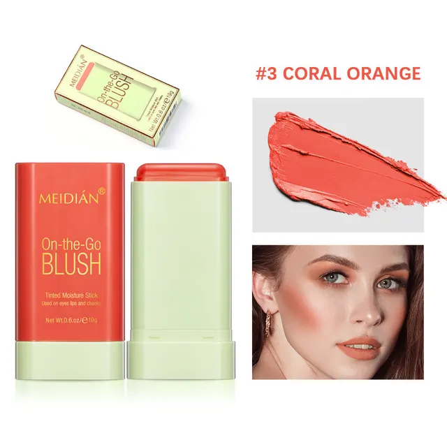 High gloss Portable Solid Blush Cream Blusher 3Coral Orange - Shop at LoveMi