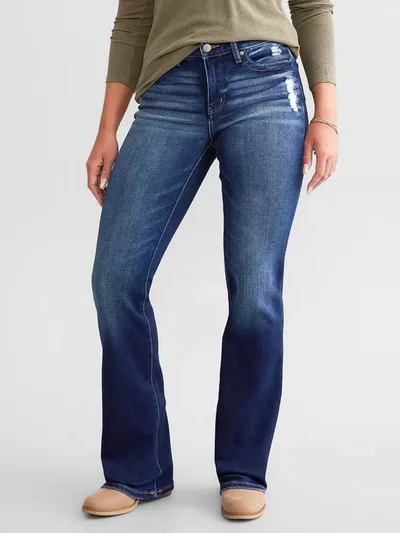 Ladies New Jeans Stretch Slim Ripped Navy Blue - Shop at LoveMi