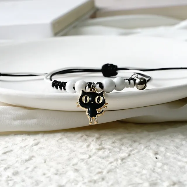 Bunny Radish Mori Style Couple Girlfriends Bracelet For Women 370B Black Cat - Shop at LoveMi