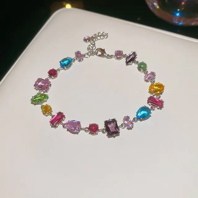 Irregular Geometric Zircon Drop shaped Bracelet Silver Color - Shop at LoveMi