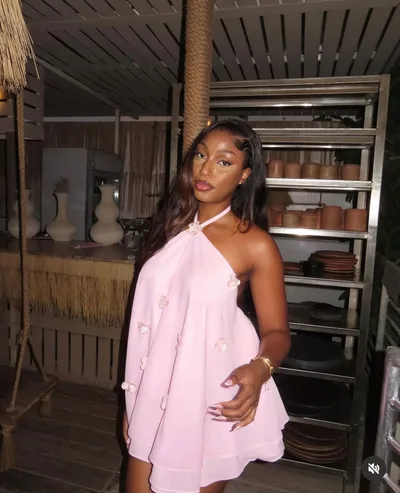 3D Flower Halter Chiffon Mini Dress Pink - Shop at LoveMi