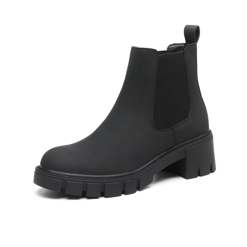 Women's Thick Bottom Suede Dr Martens Boots Black - Shop at LoveMi
