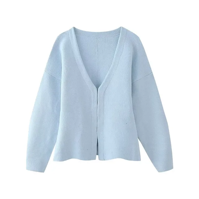 Women's Loose Sleeves Knitted Coat High Waist Knit Mini Skirt Suit Light Blue - Shop at LoveMi
