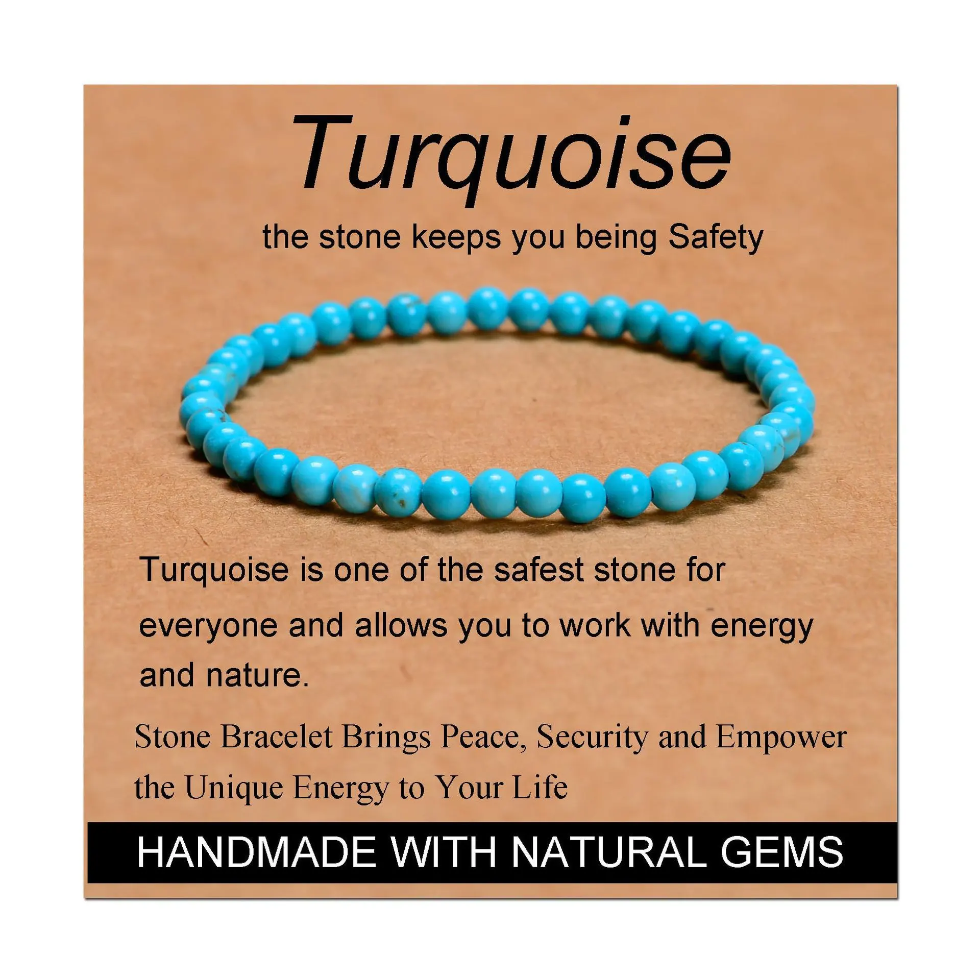 Single Circle Elastic String Green Chalcedony Bracelet - Turquoise