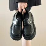 Fashion Personality Retro Platform Loafers Women - Black