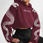 Printed Hooded Pullover Loose Retro Sweater - A2590685