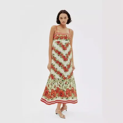 European And American Women's Clothing Elegant High Waist Sling Extra Long Dress Pink - Shop at LoveMi