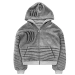 Women's Loose Cotton Double-sided Hooded Sweater - Gray