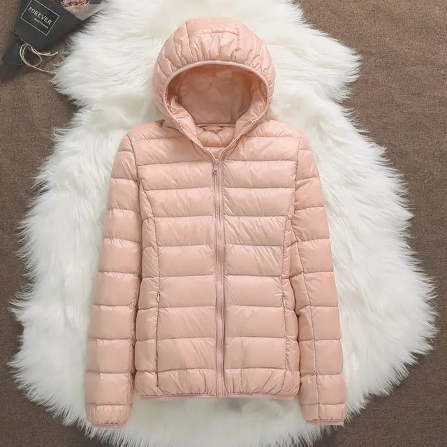 Women's Short Slim fit Lightweight Thin Loose Hooded Coat Cherry Blossom Powder - Shop at LoveMi