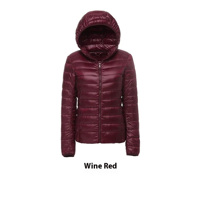 Women's Short Slim fit Lightweight Thin Loose Hooded Coat Wine Red - Shop at LoveMi