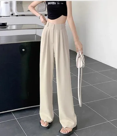 Fashion Casual Women's All matching Straight Pants Apricot - Shop at LoveMi
