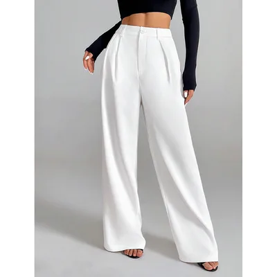 Fashion Casual Women's All matching Straight Pants White - Shop at LoveMi