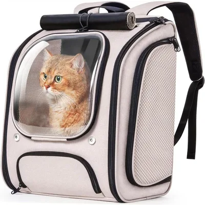 Portable Aviation Pet Fashion Backpack Cat Bag Khaki - Shop at LoveMi