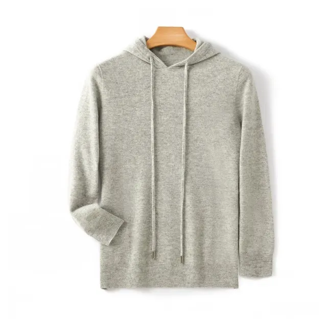 Men's Hooded Solid Color Skin friendly Knitted Warm Hoodie Bottoming Shirt Light Gray - Shop at LoveMi