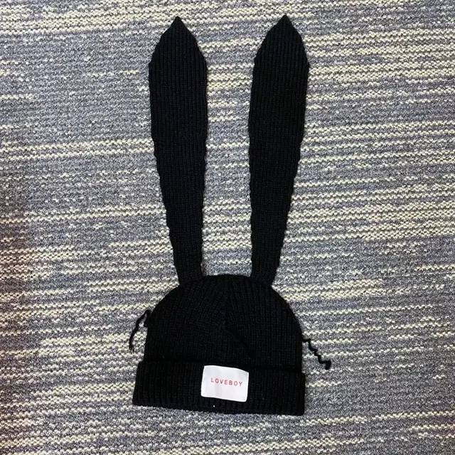 Special interest Design Long Ears Rabbit Knitted Woolen Cap Cute Warm Hat Black - Shop at LoveMi