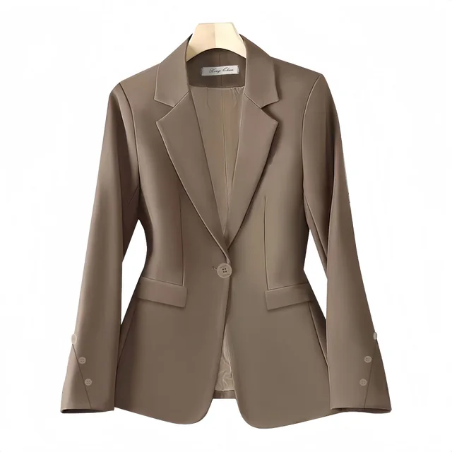 Korean Style Loose Spring And Autumn High grade Female Brown Suit Khaki - Shop at LoveMi
