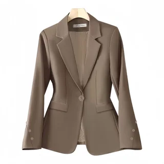 Korean Style Loose Spring And Autumn High-grade Female Brown Suit - Khaki