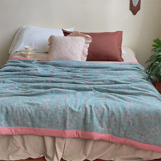 Retro Style Double layer Yarn Jacquard Summer Blanket Love Of Butterfly Summer Quilt - Shop at LoveMi