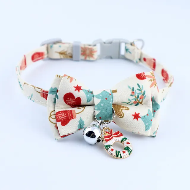 Clang Bow Tie Christmas Fashion Pet Collar Beige Bow - Shop at LoveMi