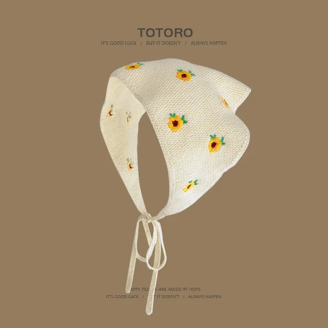 Retro Headscarf Female Triangular Binder Hair Band Artistic Style Toque Tiny Sunflowers - Shop at LoveMi