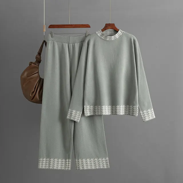 Women's Autumn And Winter Loose Pullover Two piece Set Gray - Shop at LoveMi
