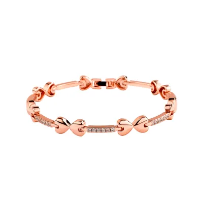 European Hip Hop Bracelet Tennis Chain Inlaid Copper Zircon Box Buckle Rose Gold - Shop at LoveMi