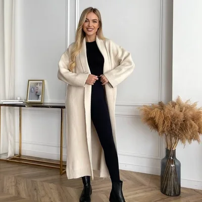 Autumn And Winter New Elegant Cardigan Sweater Coat For Women Apricot - Shop at LoveMi