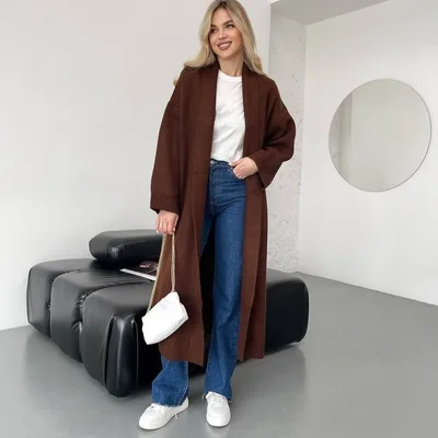 Autumn And Winter New Elegant Cardigan Sweater Coat For Women Brown - Shop at LoveMi