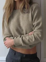 Woolen Long-sleeved Bottoming Shirt Sweaters Women's Clothing - Khaki