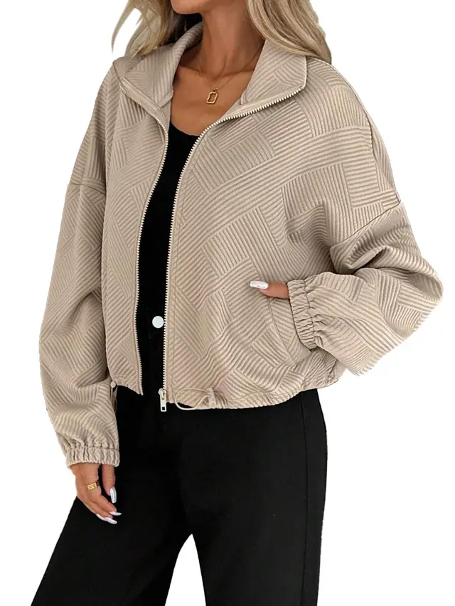 Women's Loose Baseball Uniform Coat Khaki - Shop at LoveMi
