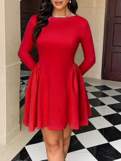 European And American Style Long Sleeve Dress Women's Clothing Red - Shop at LoveMi