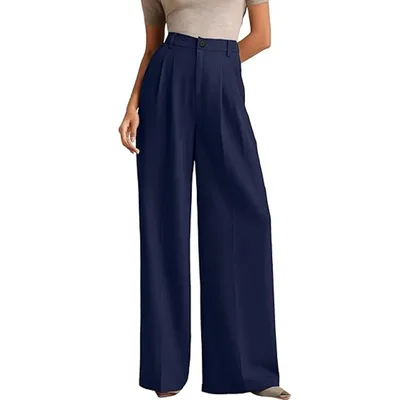 Women's Business Suit Pants High Waist Dark Blue - Shop at LoveMi