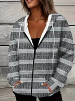 Casual All-matching Fashion Trendy Plaid Stitching Breathable Zipper Sweater - Mf08Jl250731Y145