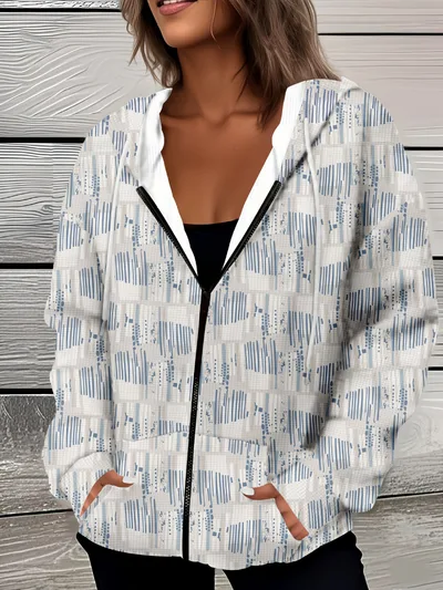 Casual All matching Fashion Trendy Plaid Stitching Breathable Zipper Sweater Mf08Jl250731Y147 - Shop at LoveMi