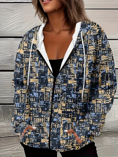 Casual All matching Fashion Trendy Plaid Stitching Breathable Zipper Sweater Mf08Jl250731Y148 - Shop at LoveMi