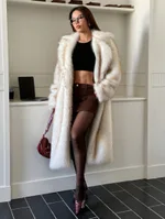 Imitation Fox Fur Long Thickened Maojian Tea Gradient Color Coat Autumn And Winter New Women's - White Background Coffee Tip - View 1