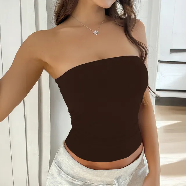 Y2g Sexy Solid Color Backless Knitted Tube Top For Women Brown - Shop at LoveMi
