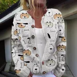 Creative Animal Print Shading Women's Cardigan Sweater - 2 Models E044