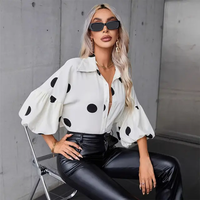 European And American New Women's Tops Fashion Elegant Shirt White - Shop at LoveMi