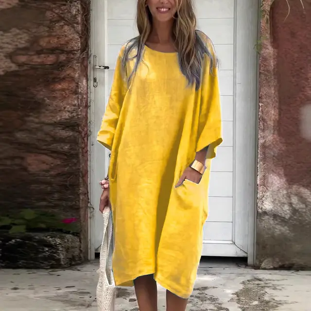 Simple Casual Women's Long sleeved Skirt Yellow - Shop at LoveMi