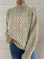 Women's Christmas Printed Turtleneck Sweater - 23 E127