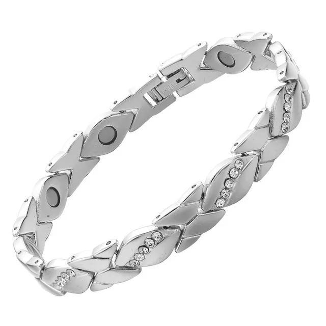 Retro Bowknot Five Diamond Strong Magnetic Red Copper Magnetic Therapy Bracelet Red Copper Silver - Shop at LoveMi