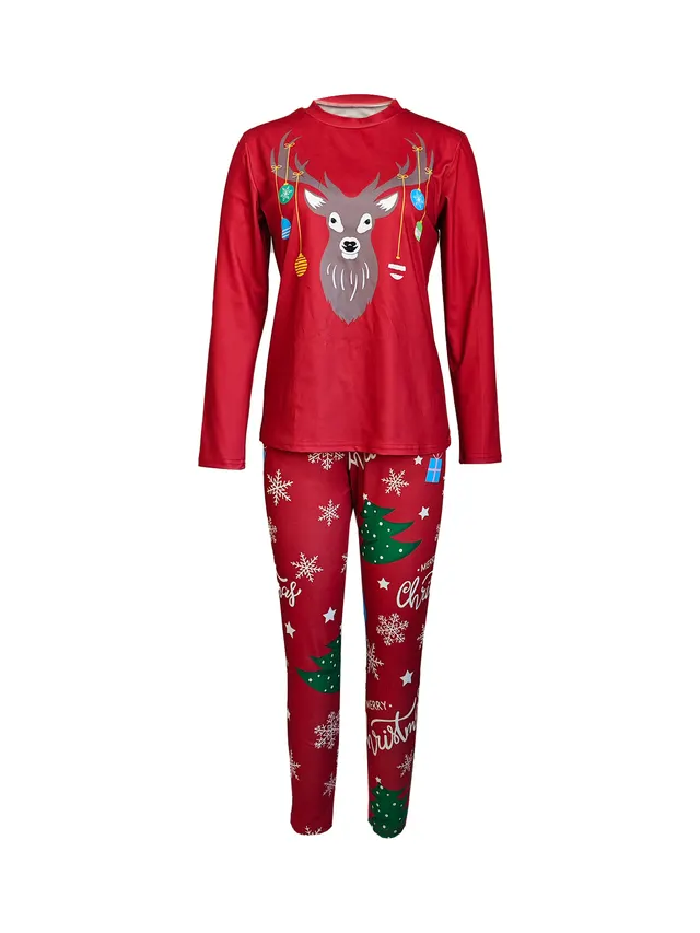 Christmas Animal Print Long sleeved Trousers Red - Shop at LoveMi