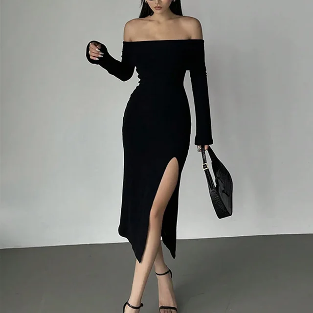 Slim fit Tube Top Off shoulder Dress Women Black - Shop at LoveMi