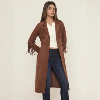 Fashion Long Tassel Design Easy Matching Coat - Brown