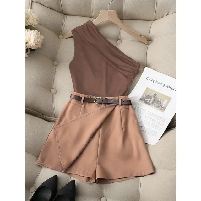 Fashionable All match Commuter High Elastic Black Shorts Coffeebrown - Shop at LoveMi